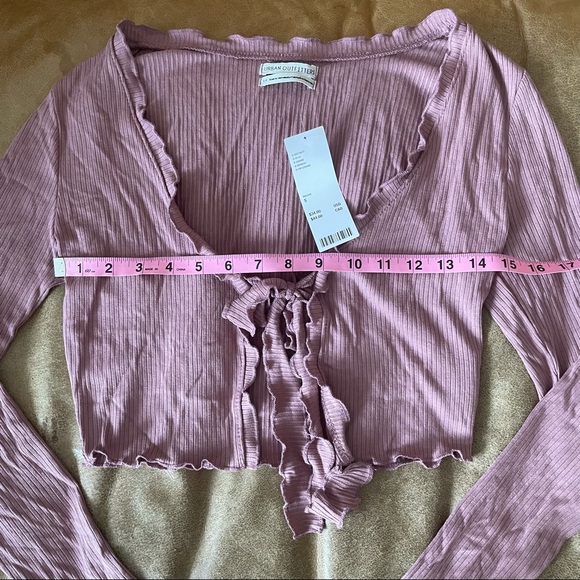 MAUVE TIE CROPPED CARDIGAN STYLED TOP - Picture 7 of 13